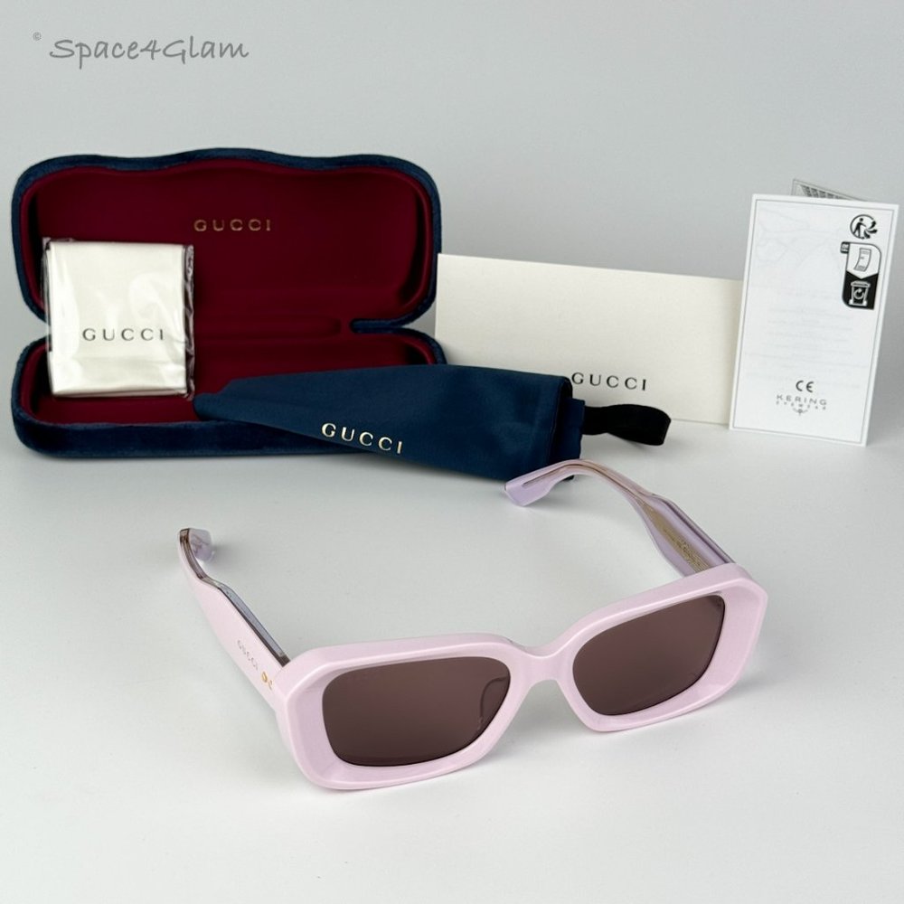 BRAND NEW Gucci GG1531SK 003 Pink Brown Unisex Rectangle Sunglasses - Picture 6 of 10